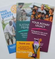 Literature from Rotary Foundation  and a crocus for helping to "End Polio Now)